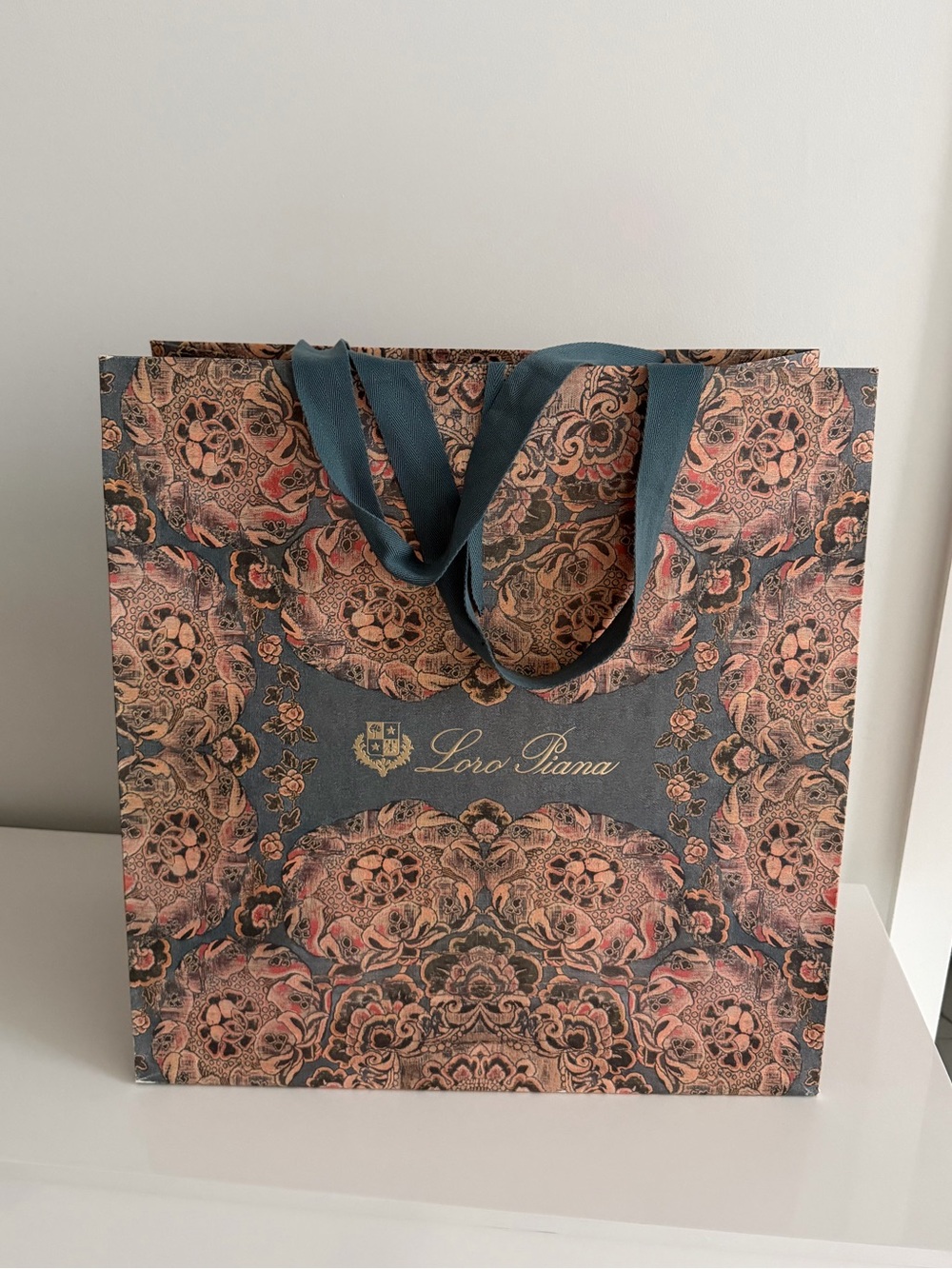Loro Piana Teal and Blush Floral-Pattern Tote